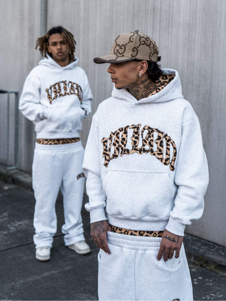 Streetwear Brand With K - 2025 lined leopard print letter embroidered