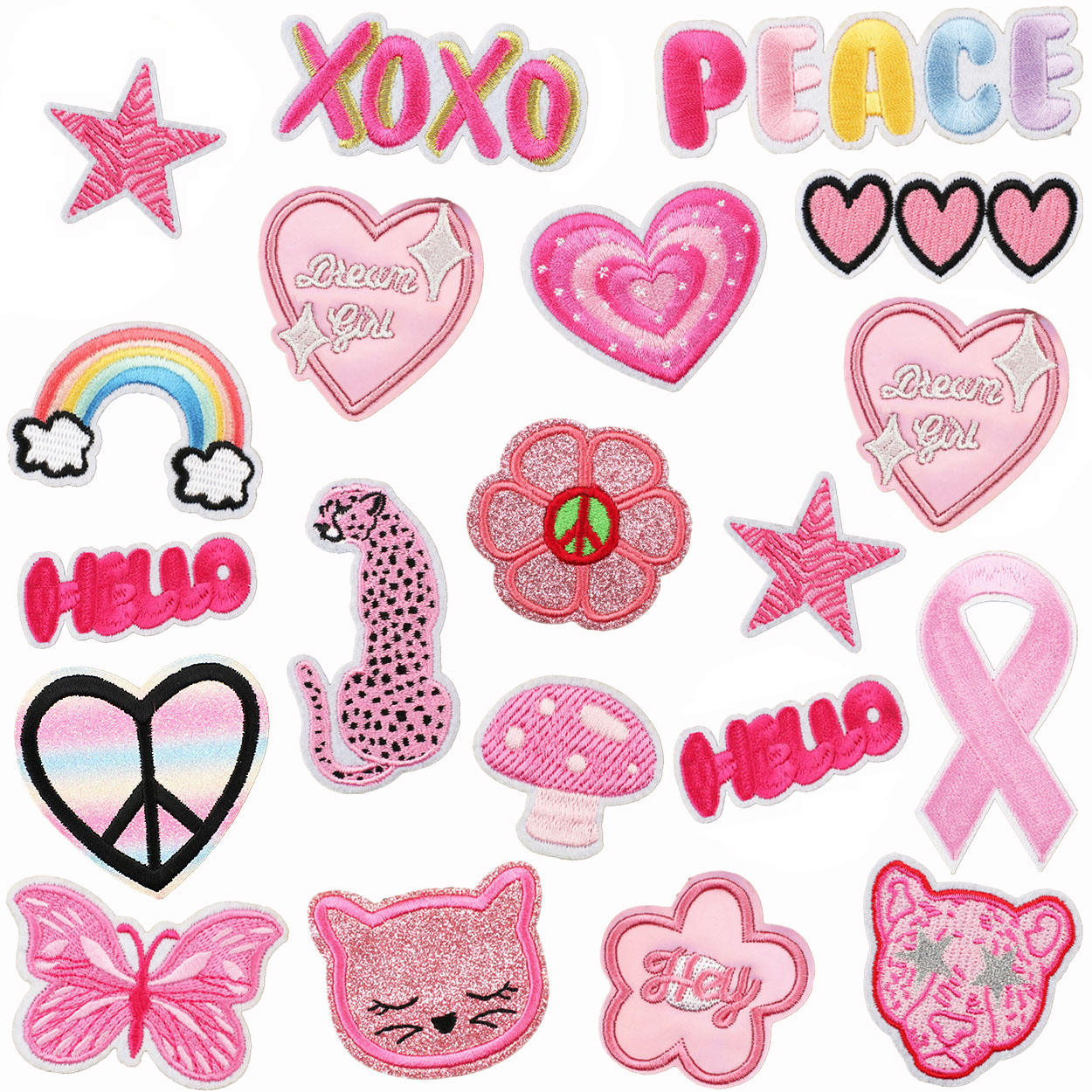 Streetwear Brand Stickers - 1pcs Patch Pink Heart Stickers Iron