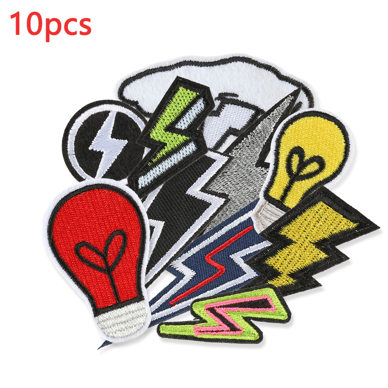 10pcs Lightning Embroidered Pa - Streetwear Brand Stickers ulasan dan harga