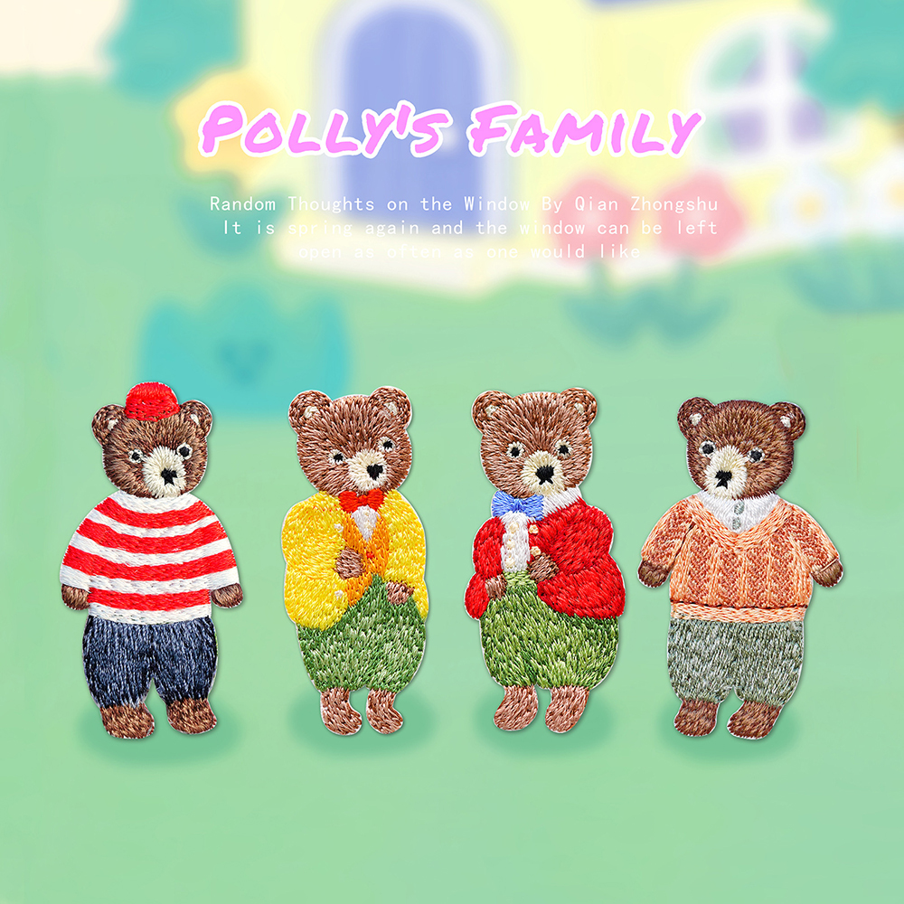 AHYONNIEX Bear Family Embroide - Streetwear Brand Stickers ulasan dan harga