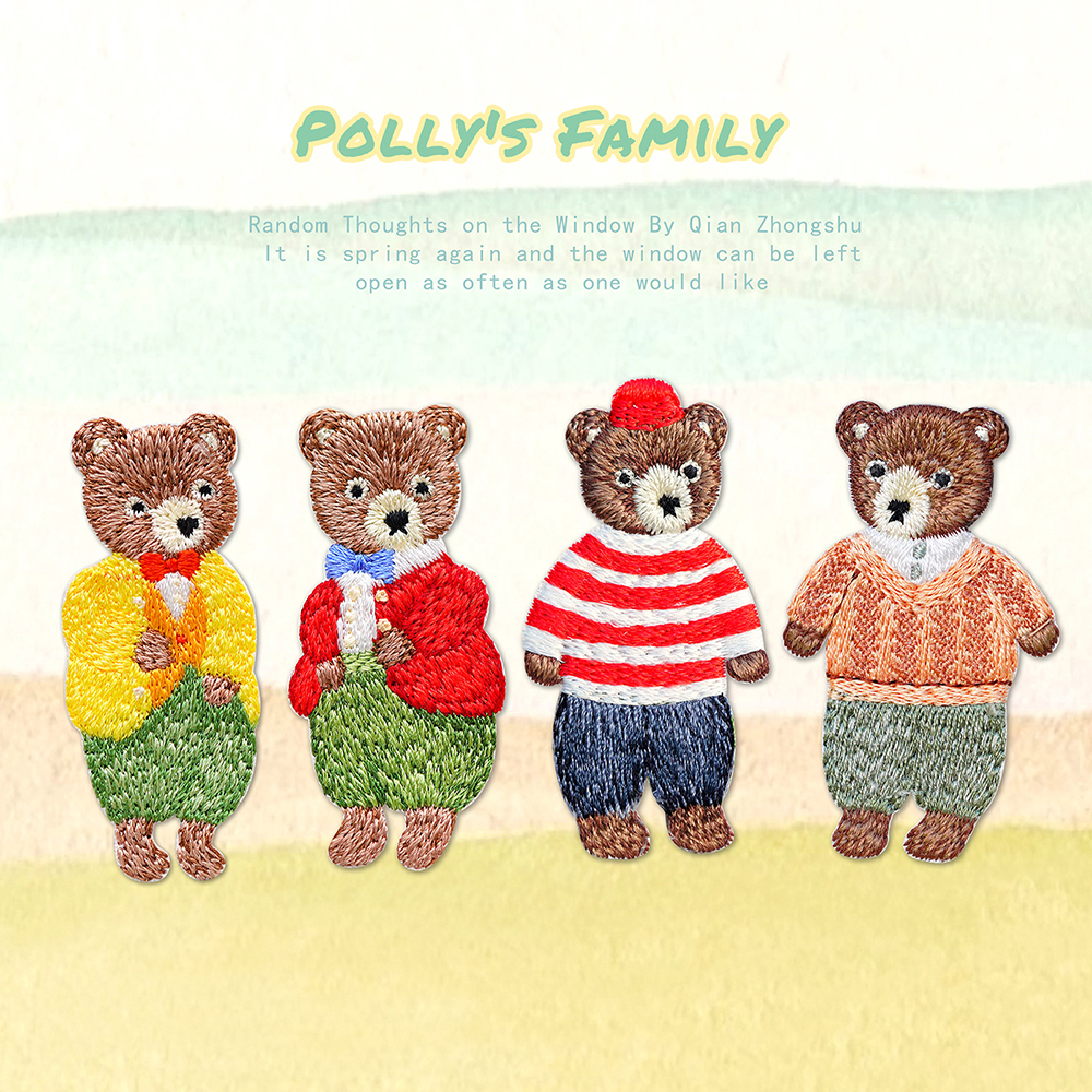 AHYONNIEX Bear Family Embroide - Streetwear Brand Stickers ulasan dan harga
