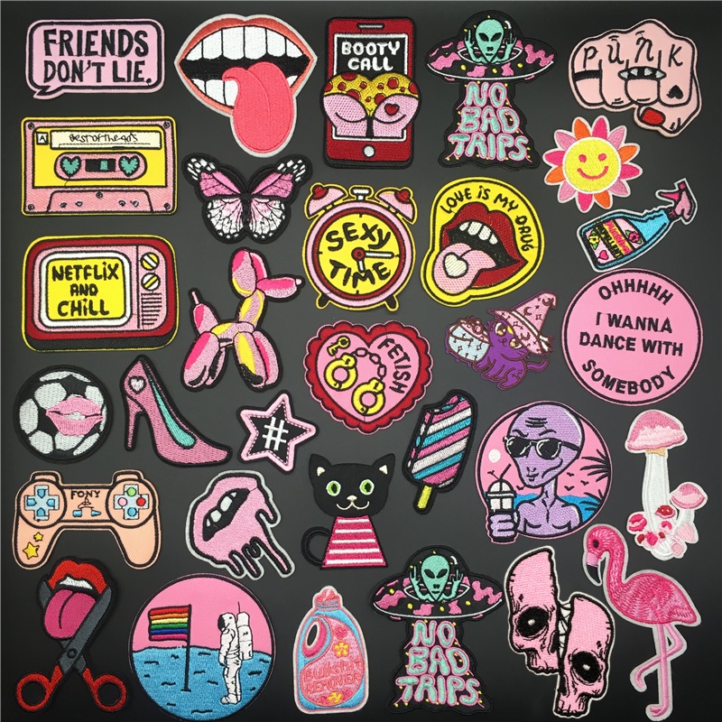 Cartoon Pink Flamingo Alien Pa - Streetwear Brand Stickers ulasan dan harga