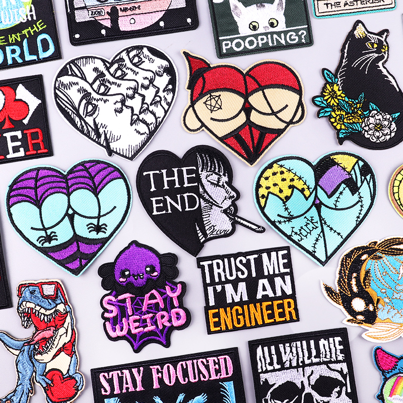 Personality Punk/Letter Embroi - Streetwear Brand Stickers ulasan dan harga