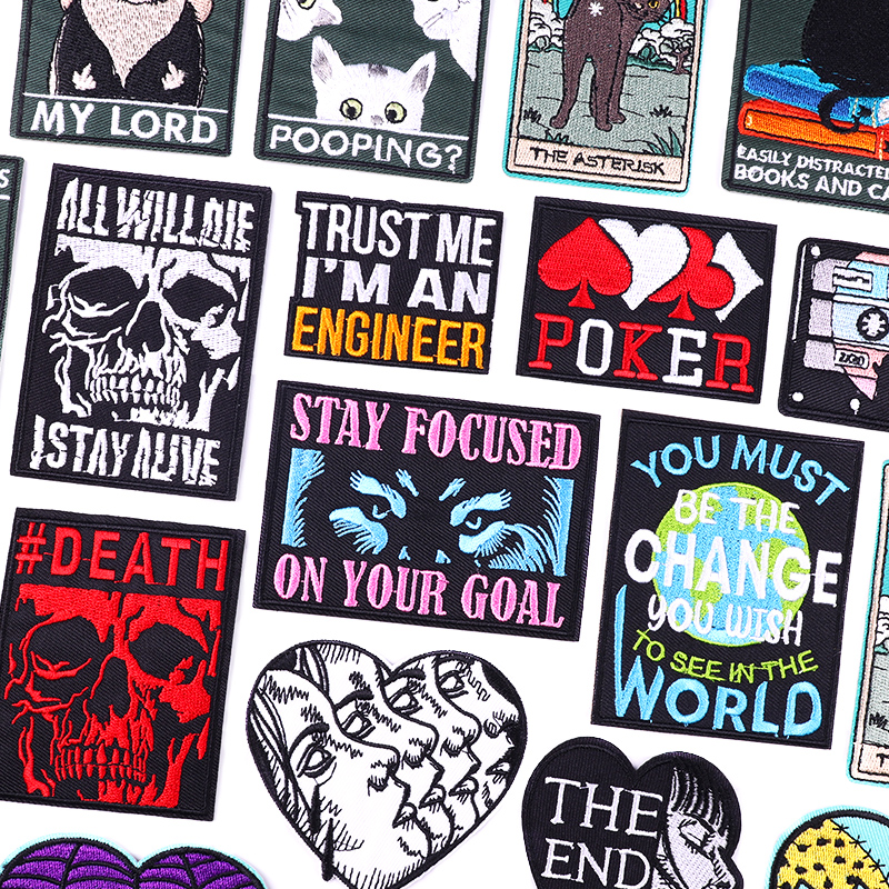 Personality Punk/Letter Embroi - Streetwear Brand Stickers ulasan dan harga