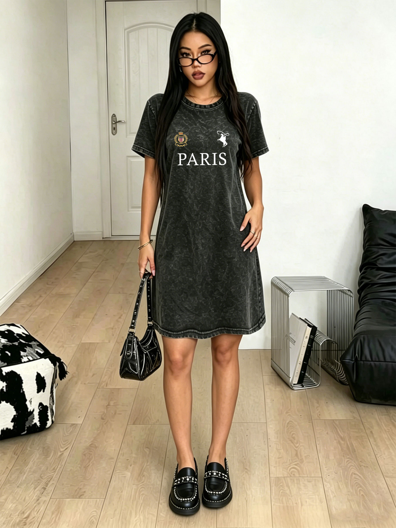 Women's washed vintage T-shirt - Streetwear Brand In Paris ulasan dan harga