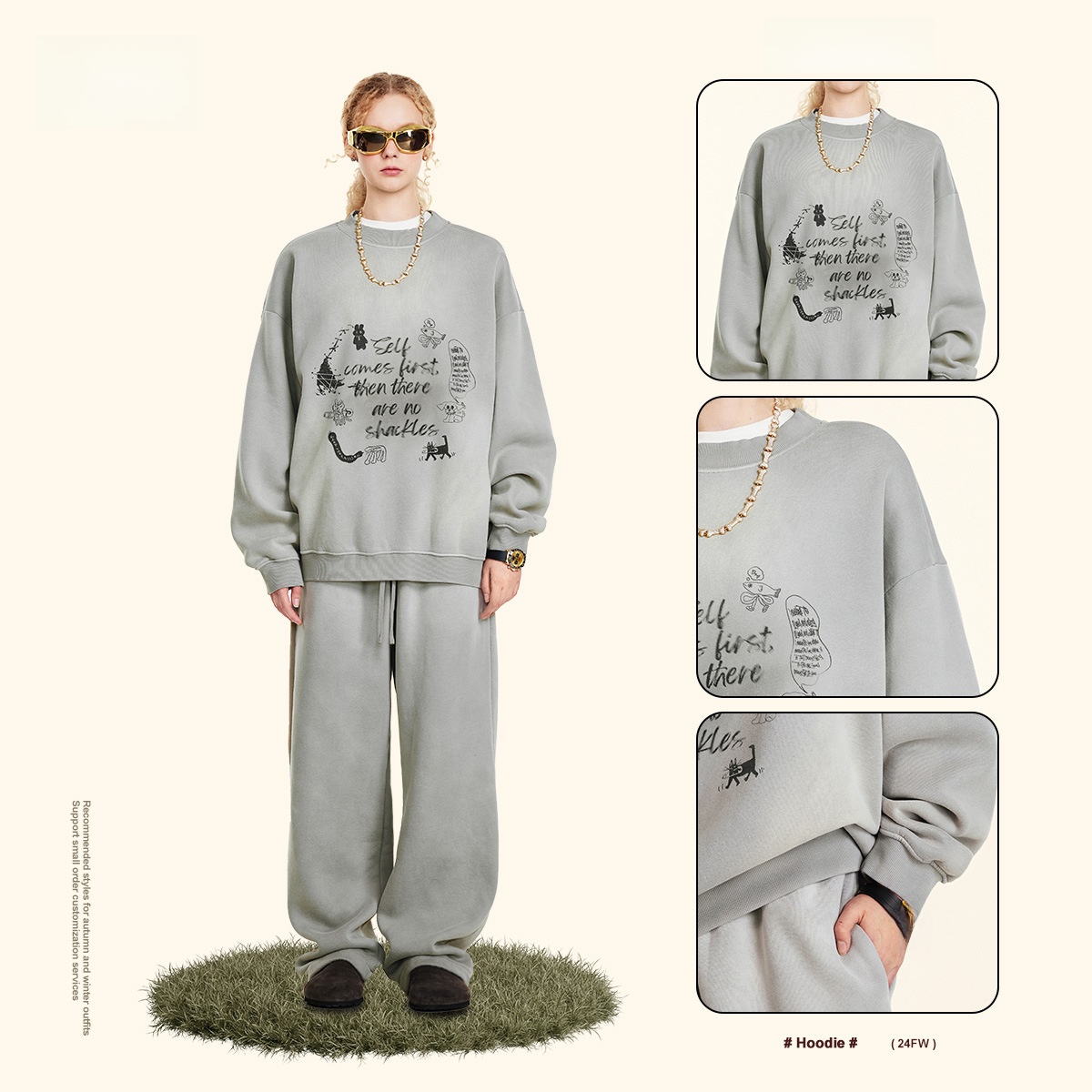 Men's Oversized round Ne Fce L - Streetwear Brand With K ulasan dan harga