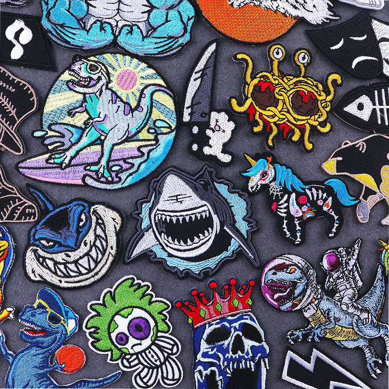 PUNK Animal Shark DIY Fusible  - Streetwear Brand Stickers ulasan dan harga