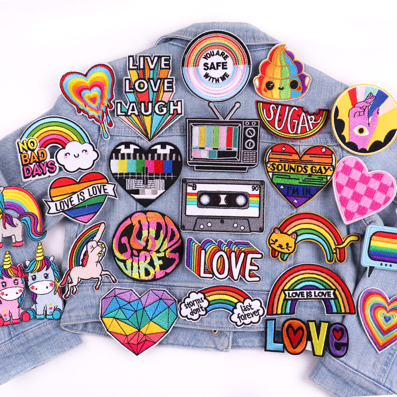 Cartoon TV Patch Rainbow Lette - Streetwear Brand Stickers ulasan dan harga
