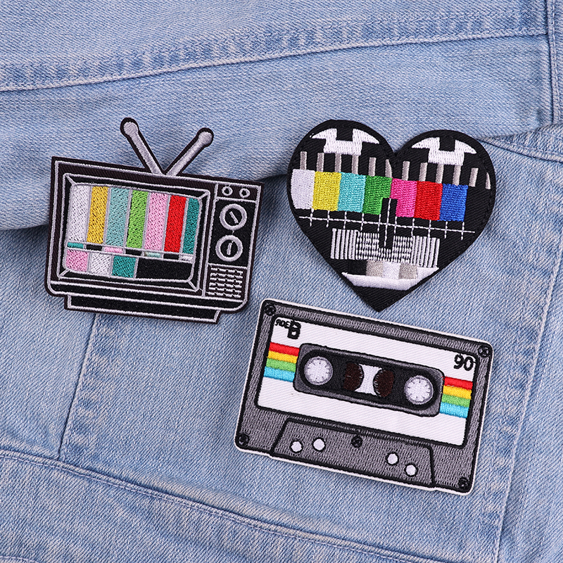Cartoon TV Patch Rainbow Lette - Streetwear Brand Stickers ulasan dan harga