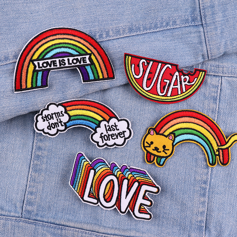 Cartoon TV Patch Rainbow Lette - Streetwear Brand Stickers ulasan dan harga