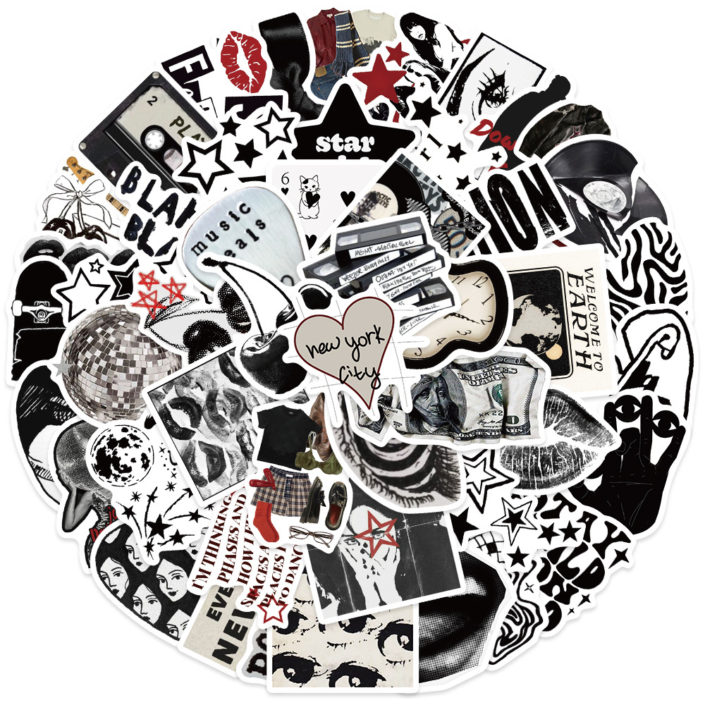 10/50pcs 90s 00s Retro Black A - Streetwear Brand Stickers ulasan dan harga