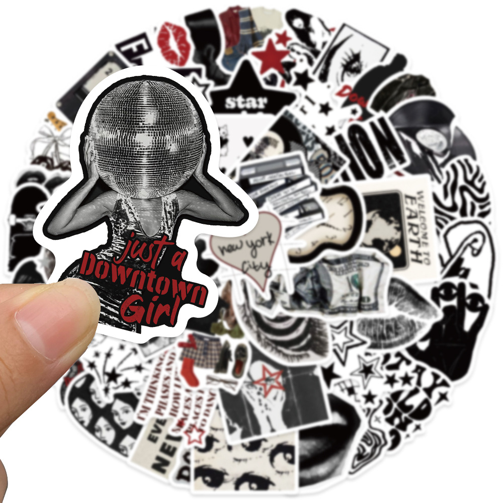 10/50pcs 90s 00s Retro Black A - Streetwear Brand Stickers ulasan dan harga