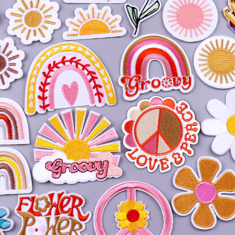 Cartoon Rainbow Embroidered Pa - Streetwear Brand Stickers ulasan dan harga