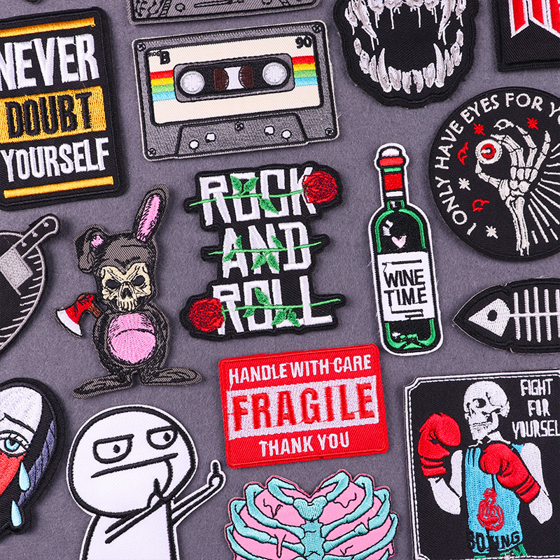 Rock And Roll Embroidery Patch - Streetwear Brand Stickers ulasan dan harga